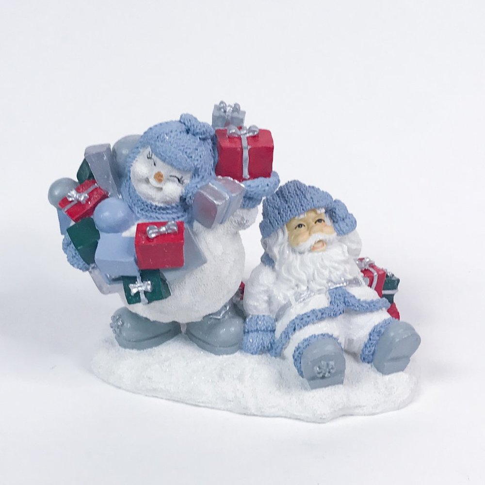 Snowbuddies Vintage Figurine Snowman and Santa